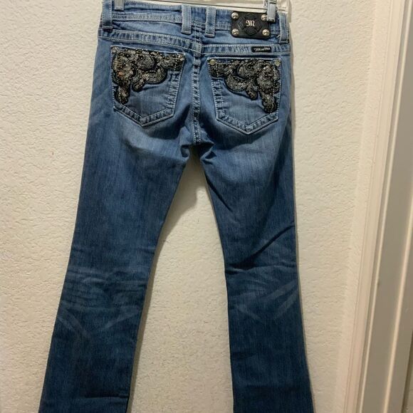 Miss Me Boot Cut Jeans Womens 27  Blue Sequin Embellished Y2K inseam 31 - Picture 9 of 9